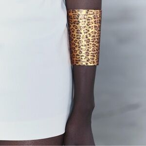 Zara Gold Animal Leopard Print Cuff Bracelet NWT BLOGGERS FAV